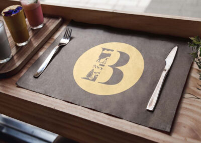 Eine Unterlage mit dem Logo des Bodmi Erholungshotel im Restaurant BellaVista